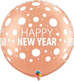 Happy New Year - XXL Latex Ballon - Goud / Rose Goud - 30 Inch / 75 cm - 2 st