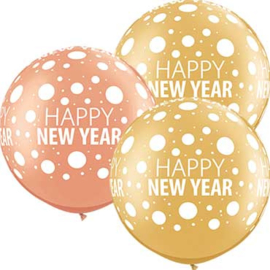 Happy New Year - XXL Latex Ballon - Goud / Rose Goud - 30 Inch / 75 cm - 2 st