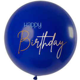 Happy Birthday - Grote Blauwe Latex  Ballon - 80 cm