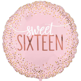Sweet Sixteen - Roze Folie ballon - 17 Inch / 43 cm