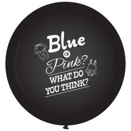 DIY: Blue or Pink? What do you think?- Grote zwarte ballon- Gender reveal ballon - 36 Inch/90 cm