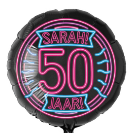 Sarah 50 jaar - Neon Rond Folie Ballon - 18 inch/46cm