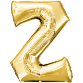 Letter Z ballon goud 86 cm - folieballon letter alfabet helium of lucht