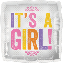 It's a GIRL! - Vierkante Folie Ballon - 18 Inch / 46 cm