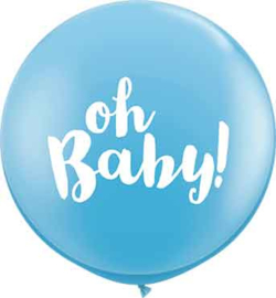 Oh Baby! - Baby  Blauw Latex Ballon XXL -Latex Ballon - 36Inch / 90cm