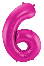 Cijfer - 1, 2, 3, 4, 5, 6, 7, 8, 9, 0 - Fuchsia Roze - XXL Folie ballon - Nummer - 34 Inch/ 86cm.