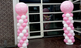Ballonnen pilaar - standaard - It's a girl! (Roze & Wit)