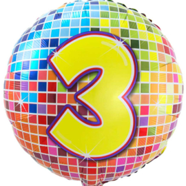 Vrolijke Verjaardags Cijfers 1 - 2 - 3 - 4 - 5 - 6 - 7 - 8 - 9 - 0 - Ronde Folie Ballon - 17 inch/43 cm