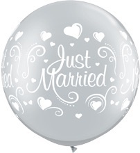Just Married - Zilver - XXL - Latex Ballon - 30 inch / 75cm