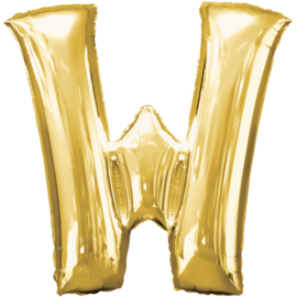 Letter W ballon goud 86 cm - folieballon letter alfabet helium of lucht