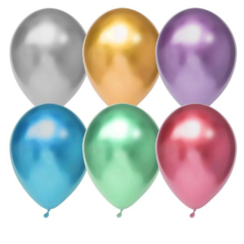 Goud, Zilver, Paars, Blauw, Groen, Roze Chrome Latex Ballonnen - 12 Inch/ 30 cm - 6 st.