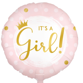It’s a Girl Folieballon – Roze & Goud – 45 cm – Babyshower & Geboorte Meisje