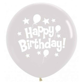 Happy Birthday - Ballonnen en Sterren- Doorzichtige XXL Latex Ballon - 36 inch/90cm