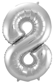 Cijfers - 1, 2, 3, 4, 5, 6, 7, 8, 9, 0 - Zilver - XXL Folie Ballon - Nummer - 34inch./86cm