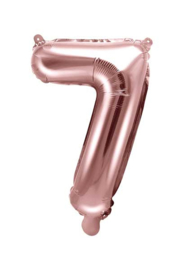 Cijfer - 7 - nummer - Rose Goud - Folie Ballon (lucht) 35 cm