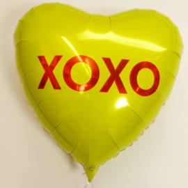 XOXO- Geel - Hart Folie Ballon - 17 Inch/43 cm