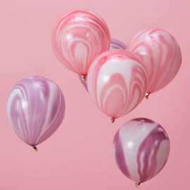 Marmer Ballonnen - Roze/Paars - Latex Ballon  - 12 Inch / 30 cm - 10 st.