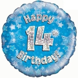 14 - Folie ballon - Happy Birthday - Blauw - 18 Inch/45cm
