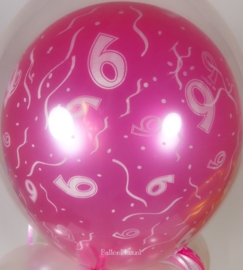 6 -  nummer -div. Kleuren -  latex ballon- 11 inch/27,5cm