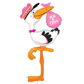 Ooievaar - It's a Girl - Special delivery - XXL Folie Ballon - 60 Inch / 152 cm