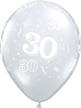 30 - Nummer - doorzichtig - latex ballon - 11 Inch. / 27,5 cm
