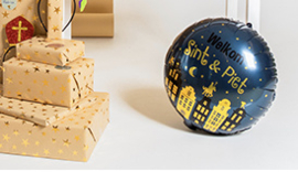 Welkom Sint en Piet - Goud / Blauw - Folie Ballon - 18 Inch/45cm