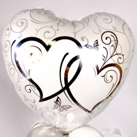 Ineen gestrengelde harten - zilver- Folie Ballon -18 inch/45 cm