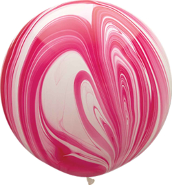 Marmer  - Rood / Wit - XXL - Latex Ballon - 30in/75cm