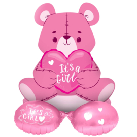 It's a Girl - Beer -Staande -  lucht gevulde -Folie Ballon 24 inch/61 cm