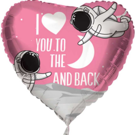 I Love You to the Moon and Back - Roze - Hart - Folie Ballon - 18 Inch/45 cm