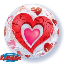 Bubbles ballon - Hartjes - 22 inch/ 56cm