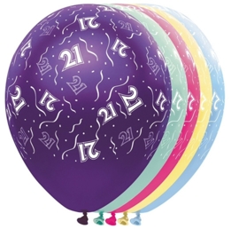 21 - Nummer - div. kleuren - latex ballon- 11 Inch. / 27,5