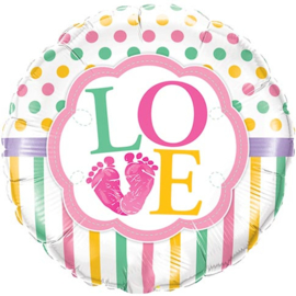 Baby Girl / Love - Folie ballon - Vrolijke meisjes kleuren - 18 Inch/ 46 cm