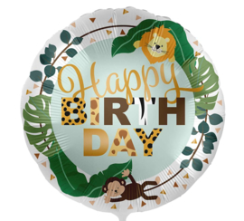 Happy Birthday - Jungle Ballon met Leeuw en Aap - 17 Inch/43cm