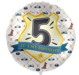 5 It's my Birthday - Police rond Folie Ballon - 17 Inch/43 cm