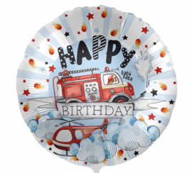 Happy Birthday - Brandweerauto / Helicopter - Folie ballon - 17 Inch/ 43 cm