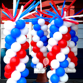 Ballonnen Pilaar  - Classic - Rood - Wit - Blauw- met Sprieten