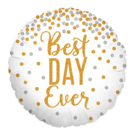 Best Day Ever - Glitter / Confetti - Folie Ballon - Goud / Zilver - 18 inch/46 cm
