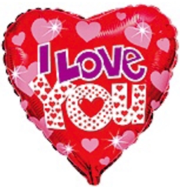 I Love You - Rood - Hart Folie Ballon - 18 Inch - 45 cm