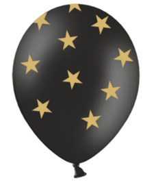Ster ballonnen-zwart met goud kleurige sterren- 5 ballonnen.-latex -geschikt-voor-helium-of-lucht-ballonplus