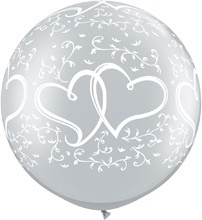 Liefdes Harten -Entwined - Zilver - XXL -Latex Ballon - 30 Inch / 75cm