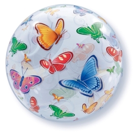 Vlinders - Div. kleuren - Doorzichtige Bubbles ballon - 22 Inch / 56 cm