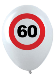 60- cijfer- verkeersbord  - latex ballon - 11 inch/27,5cm - 6 st.