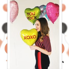 XOXO- Geel - Hart Folie Ballon - 17 Inch/43 cm