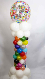 Ballonnen Pilaar - Grieks - Verschillende kleuren - Confetti print Orbz Ballon - Happy New Year