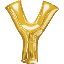 Letter Y ballon goud 86 cm - folieballon letter alfabet helium of lucht