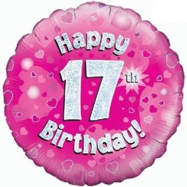17 Folie ballon - Happy Birthday - Rose - 18 Inch/45cm