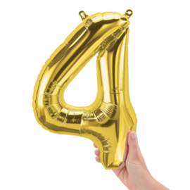 Cijfer - 4 - nummer - Goud - Folie ballon (lucht) - 16inch / 40 cm