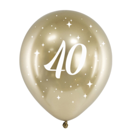 40 Cijfer - Goud Glossy - Latex Ballon - 30 cm / 6st.