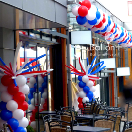 Ballonnen pilaar - standaard - Rood , Wit, Blauw - met sprieten